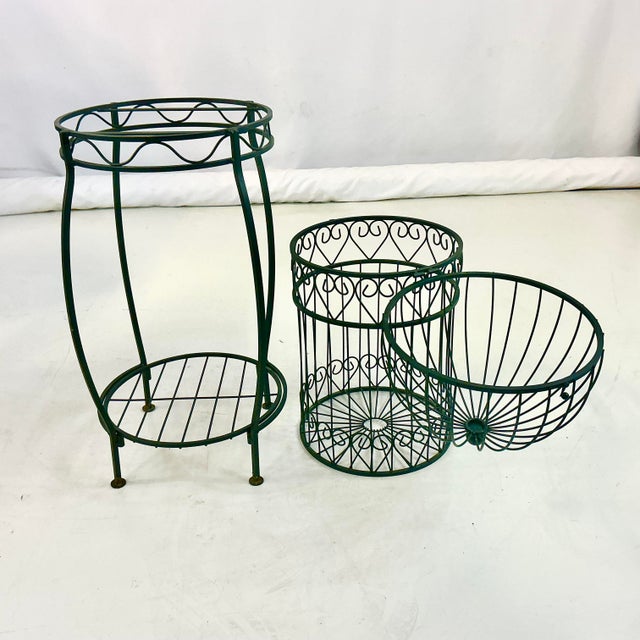 1970s Vintage Boho Chic Hollywood Regency Metal Birdcage Plant Stand For Sale - Image 11 of 13