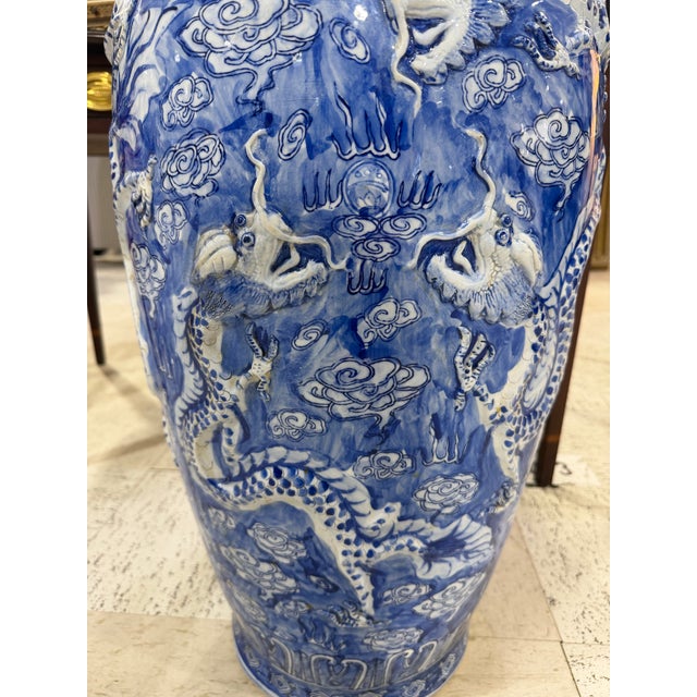 Qing Qianlong Chinese 19th Century Porcelain Floor Vase Signed 36in For Sale - Image 4 of 10