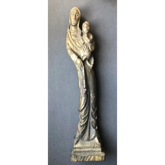 Carved Wood sculpture 19 x 4 wide by 2.5 deep can be hung or will stand tabletop