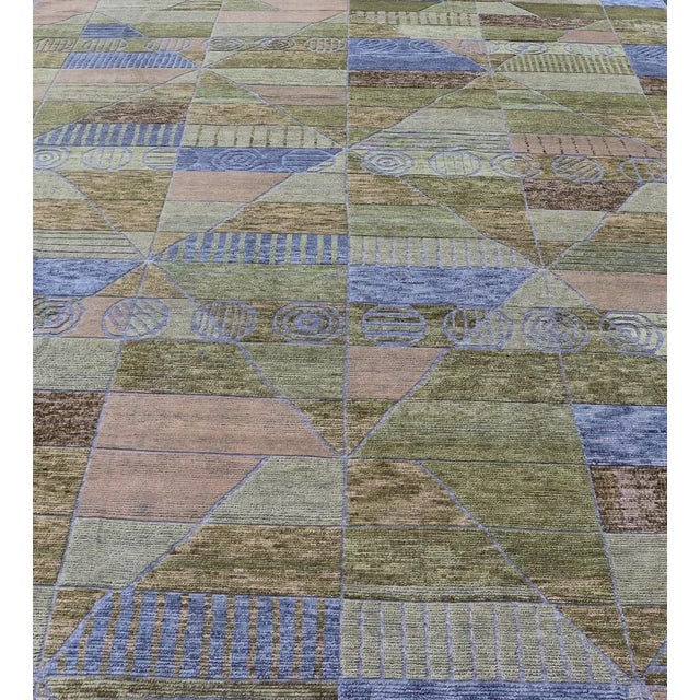 2010s Large Piled Scandinavian Sub-Geometric Modern Rug by Keivan Woven Arts 10'1 X 14 For Sale - Image 5 of 12