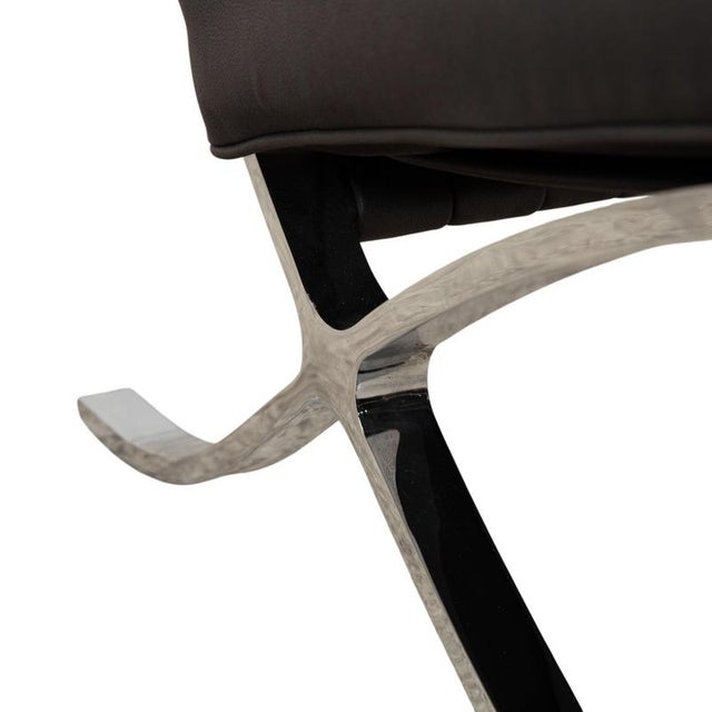 Ludwig Mies van der Rohe Black Vegan Leather Barcelona Chair by Ludwig Mies van der Rohe for Knoll International For Sale - Image 4 of 10