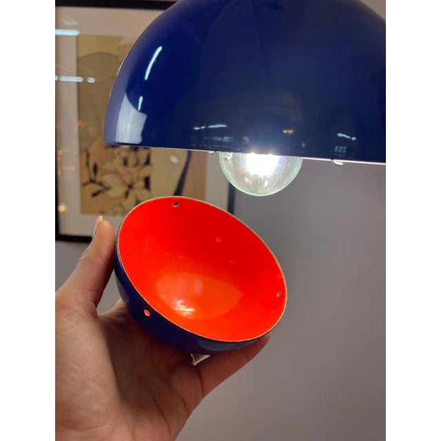 Metal Blue Enamel Flowerpot Pendant Lamp by Verner Panton for Louis Poulsen For Sale - Image 7 of 11