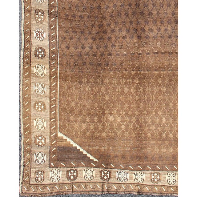 Tribal Vintage Turkish Kars Rug With a All-Over Lattce Design in Brown Tones 6'4 X 9'7 For Sale - Image 3 of 11