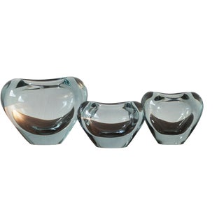 Blue Heart Vases by Per Lütken for Holmegaard, Denmark, Set of 3 For Sale