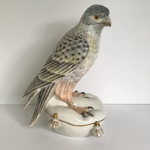 Mottahedeh Hand Painted Falcon on Pillow Made in Italy For Sale - Image 13 of 13