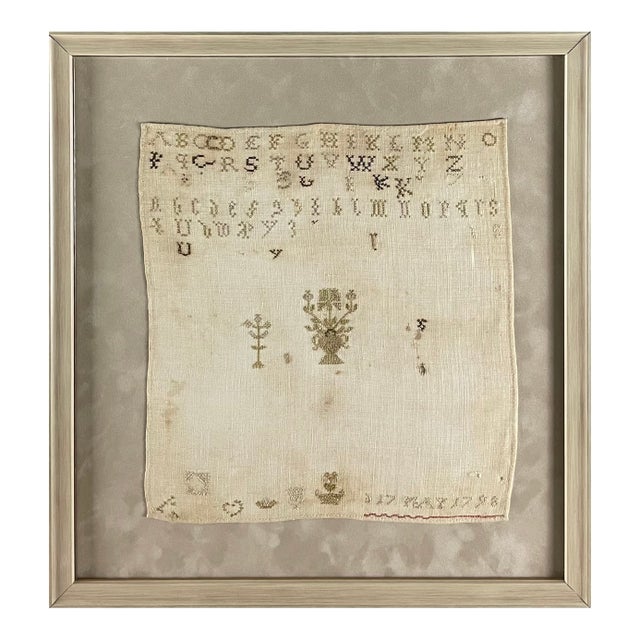 1798 Linen Alphabet Embroidery Sampler For Sale