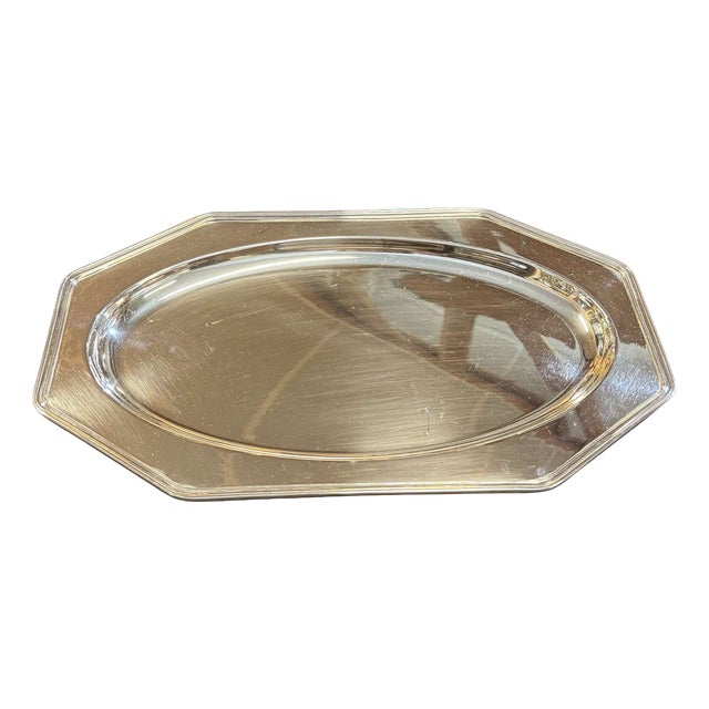 Silver-Plated Metal Tray with Villars Pattern from Christofle For Sale