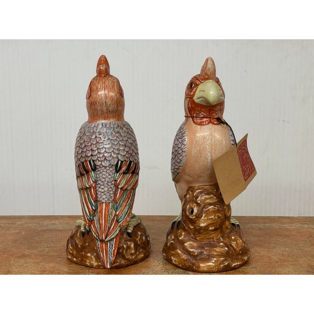 Hand Painted Porcelain Parrots, Set of Two For Sale - Image 4 of 12