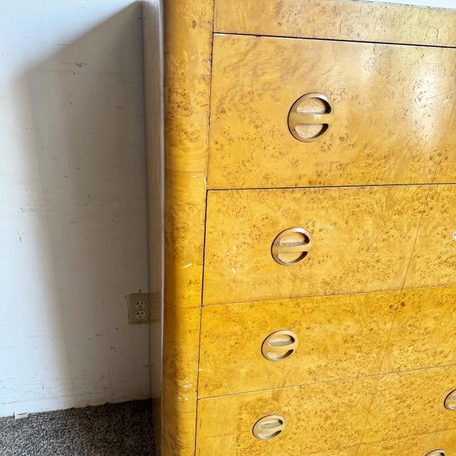 Art Deco Birds Eye Maple Veneer Highboy With Cedar Storage in Bottom Drawer For Sale - Image 4 of 12