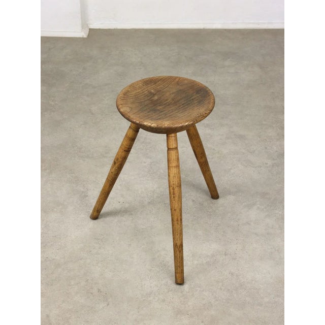 Vintage Brown Wooden Stool For Sale - Image 11 of 11