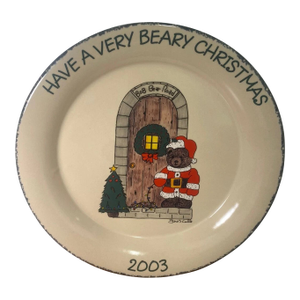 Home & Garden Party Stoneware Christmas Bear 10” Dinner Plate Handmade Usa 2003