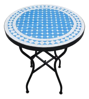 24" Handcrafted Moroccan Mosaic Zellige Dinning Table / Turquoise and White Cr4 - 2 Pieces