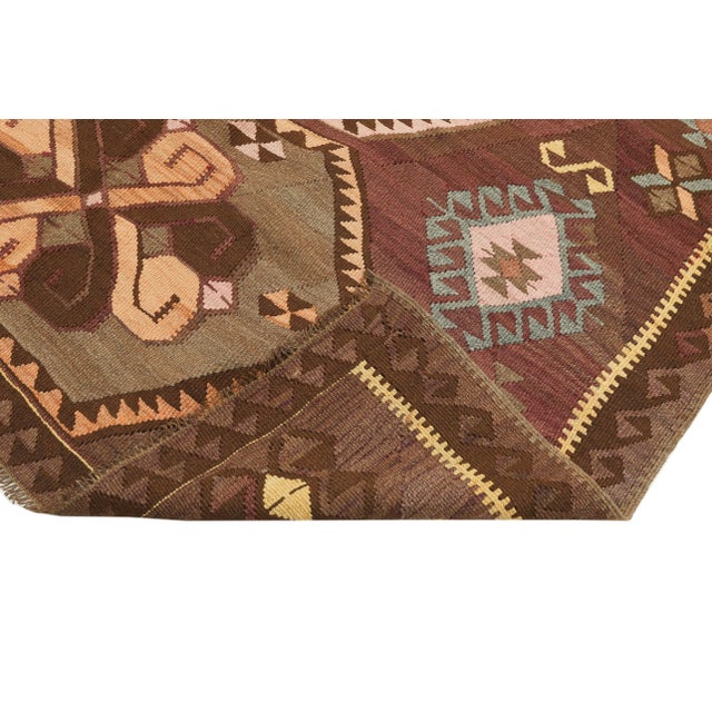 Mid 20th Century Mid 20th Century Vintage Turkish Kars Kilim Rug For Sale - Image 5 of 7