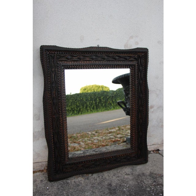 19th Century Brown Tramp Mirror For Sale - Image 6 of 6