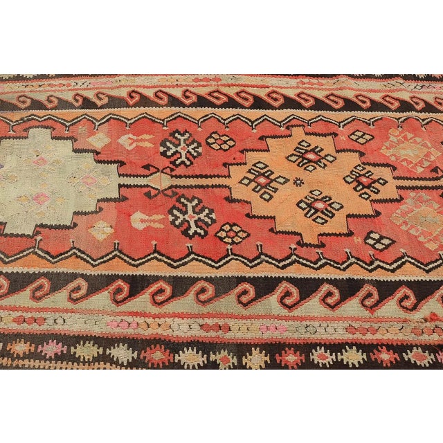 Mid 20th Century Vintage Decorative Turkish Kars Kilim For Sale - Image 4 of 7