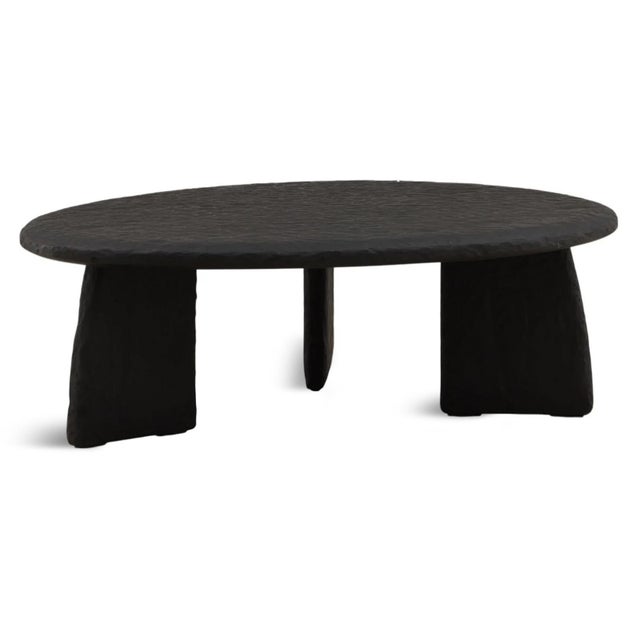 2020s Black Chiseled Organic Modern Egg Coffee Table For Sale - Image 5 of 5