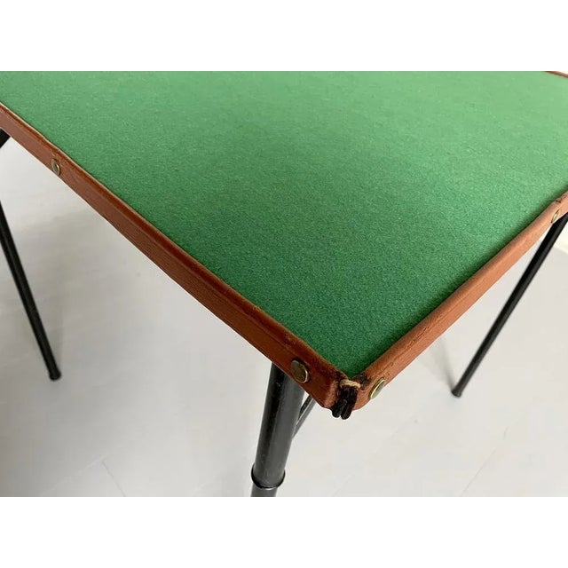 Green French Game Table by Jacques Adnet, 1950 For Sale - Image 8 of 14
