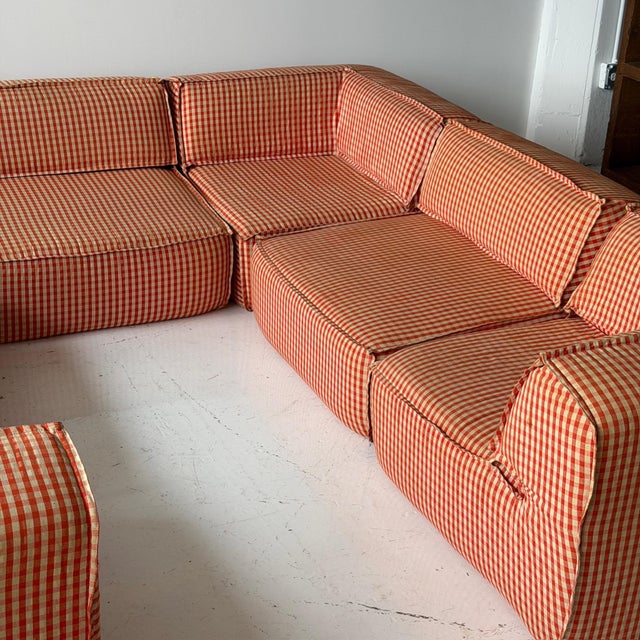 Mid-Century Modern 1970s Playpen Sectional by Hans Hopfer for Roche Bobois in Gingham For Sale - Image 3 of 11