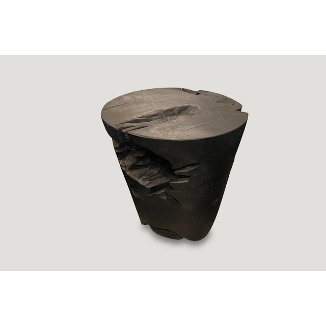 Andrianna Shamaris Organic Charred Teak Wood Side Table For Sale - Image 9 of 18