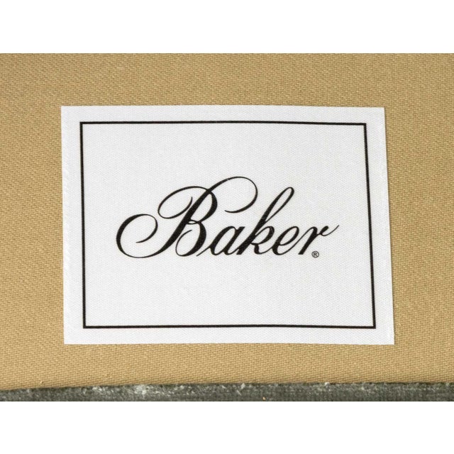 Baker Gray Velvet Upholstered Chairs and Ottoman For Sale - Image 10 of 12