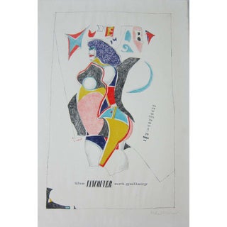Richard Lindner, Vintage Modern Lithograph Poster 1960s Pop Art Mod Figure Pencil Signed, 1964 For Sale