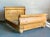 Embrace the relaxed elegance of this vintage Boho Chic queen sleigh bed, meticulously crafted from knotty pine. This bed...