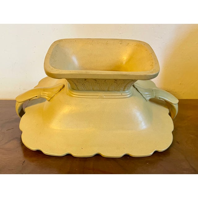 Antique 19th Century English Drabware Footed Tazza Compote With Relief Molded Oak Leaves and Grape Vine Border For Sale - Image 9 of 13