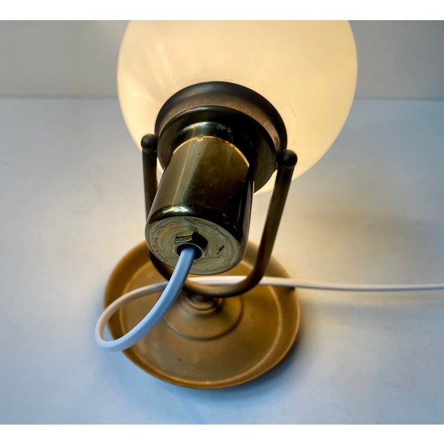 Vintage Scandinavian Brass Wall Lamp with Opaline Sphere, 1970s For Sale - Image 10 of 13