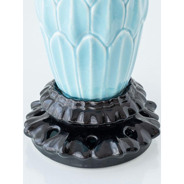 Tall Vintage Casa Pupo Turquoise Botanical Ceramic Table Lamp, 1960s For Sale - Image 12 of 18