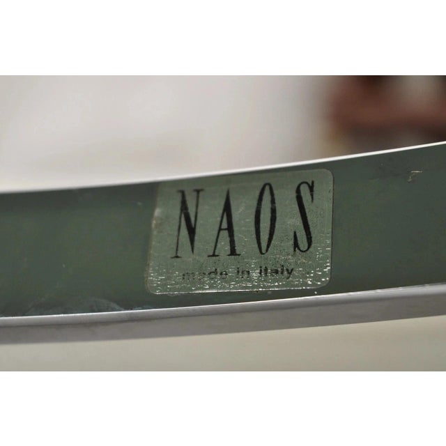 Late 20th Century Italian Modern Naos Italy Teal Blue Leather Chrome "Corset" Arm Chairs - A Pair For Sale - Image 10 of 12