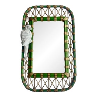 1981 Burwood Faux Bamboo Trellis Wall Mirror, Newly Painted For Sale