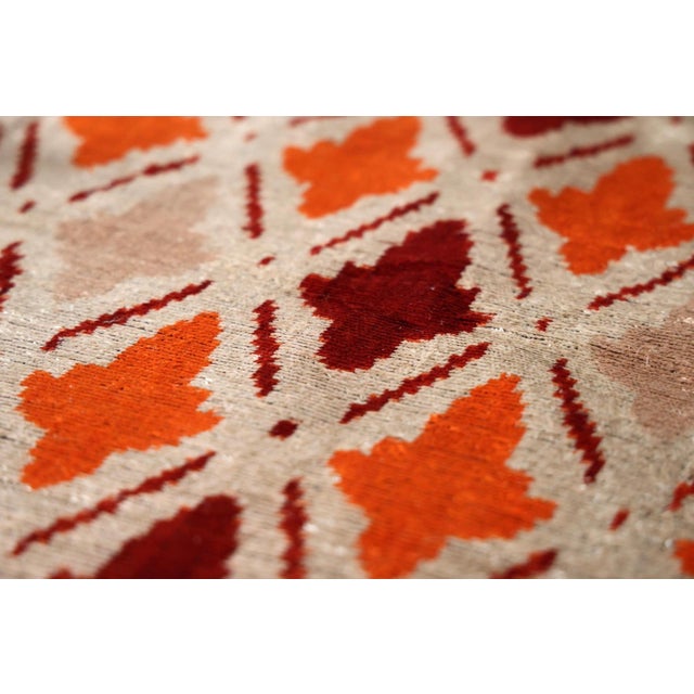 Textile Handwoven Ikat Silk Velvet Throw Pillow 20x20 – Terracotta Rust & Ivory For Sale - Image 7 of 8