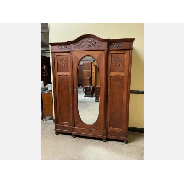 Antique Art Nouveau Wardrobe in Oak, 1890s For Sale - Image 10 of 10
