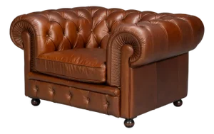 British Brown Leather Chesterfield Armchair