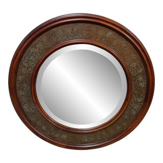 Circa 2000 Morgan Hill Tin + Wood Wall Mirror For Sale