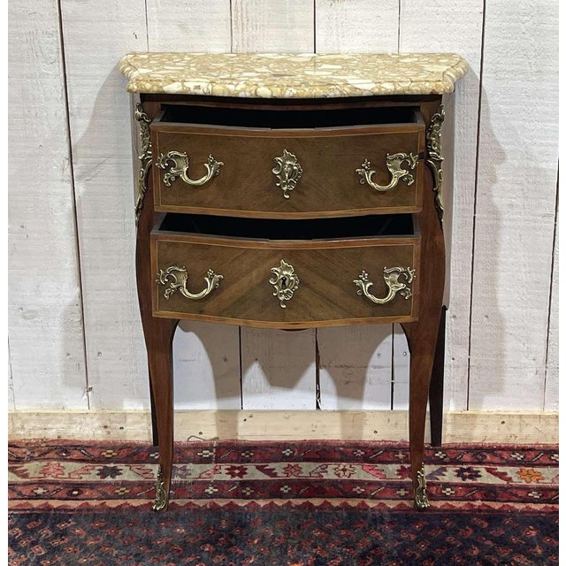 Brown Louis XV Commode in Oak with Marble Top For Sale - Image 8 of 17