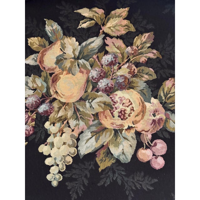 Black Late 20th Century French Louis XV Style Bergere Chair Upholstered in Pomegranate and Floral Fabric For Sale - Image 8 of 12