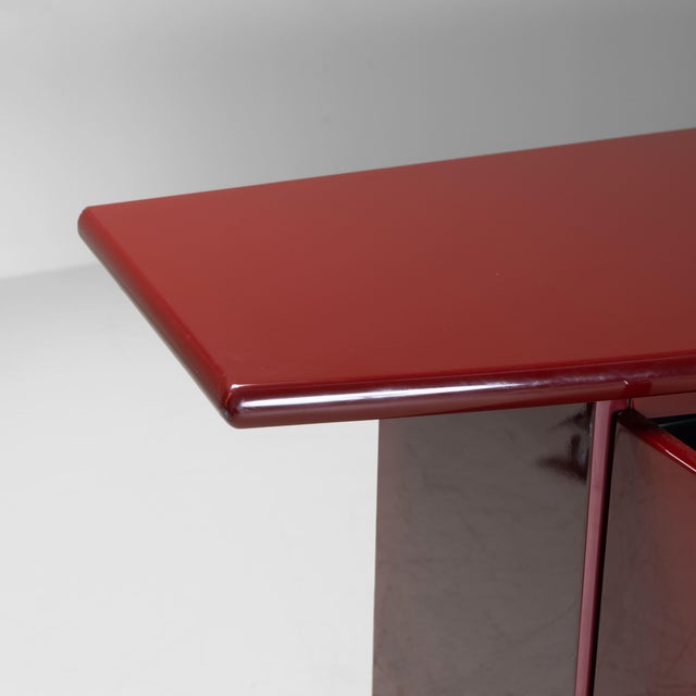 Maroon Red Lacquered Wooden Sideboard, 1970s For Sale - Image 8 of 15