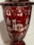 Ruby cut to clear crystal urn. Exquisite hand cut decoration.