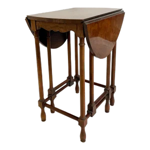 Baker Furniture Burled Walnut Gate Leg Drop Leaf Side Table