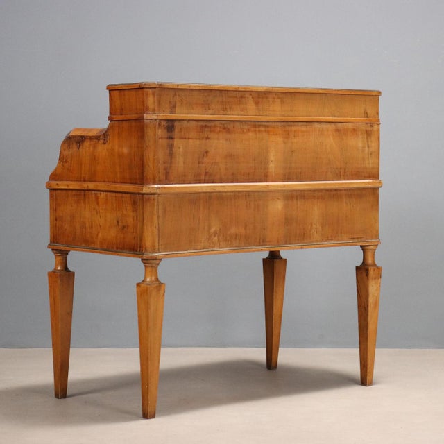 Antique Writing Desk in Walnut with Leather Insert and 3 Drawers, 19th Century For Sale - Image 12 of 13