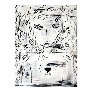 Jos de la Paz Masha Wolf Heart Ink Study For Sale