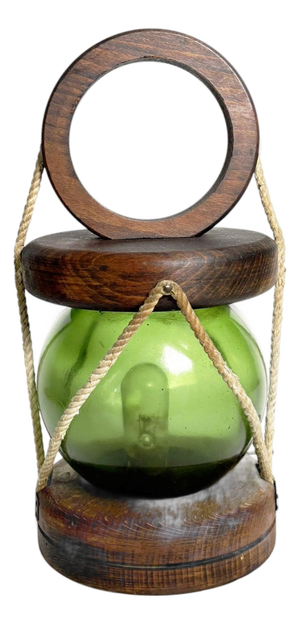 Wooden Table Lamp with Glass Globe, France, 1960s