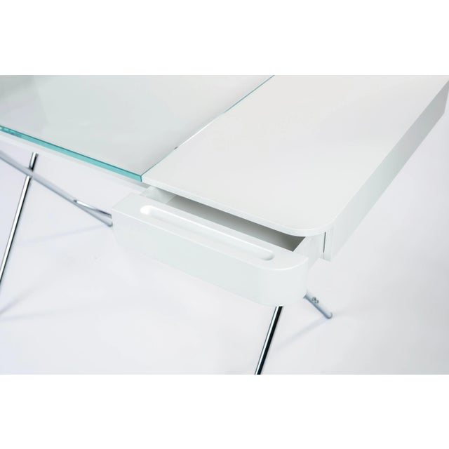 Early 21st Century Cosimo Desk with White Mat Lacquer & Glass Top by Marco Zanuso Jr. for Adentro, 2017 For Sale - Image 5 of 6