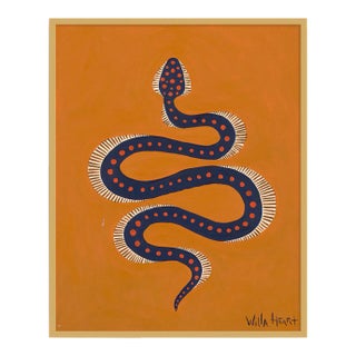 Persimmon the Snake by Willa Heart in Gold Frame, Large Art Print For Sale