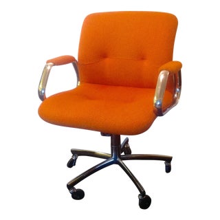 Panton Era Vintage Steelcase Chair in Orange Tweed For Sale