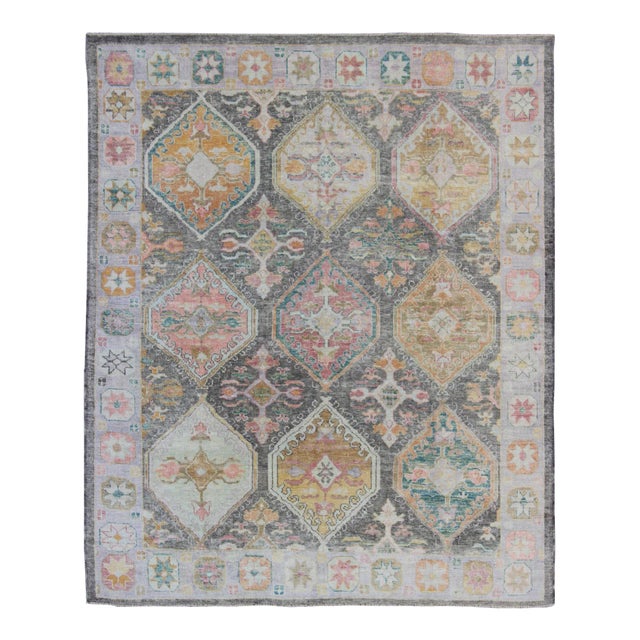Tribal Design Turkish Oushak Rug by Keivan Woven Arts 9'7 X 11'5 For Sale
