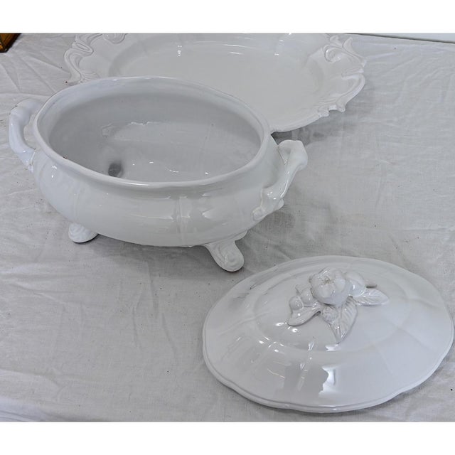 Ceramic French Vintage Lallier à Moustiers Faïence Tureen & Underplate For Sale - Image 7 of 10