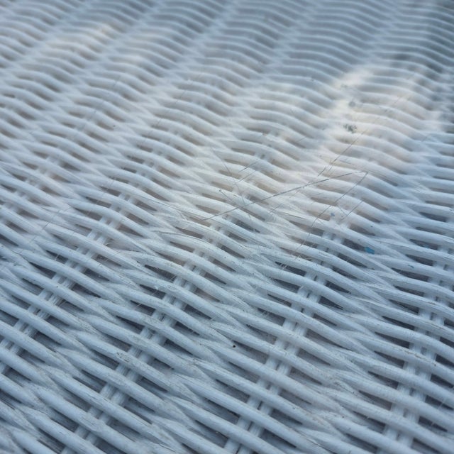 Mid-20th Century Victorian Style White Wicker Vanity Desk Console Table For Sale - Image 12 of 13