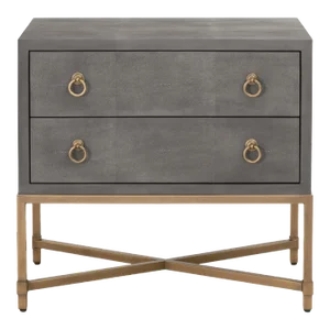 Strand Faux Shagreen 2-Drawer Nightstand, Grey
